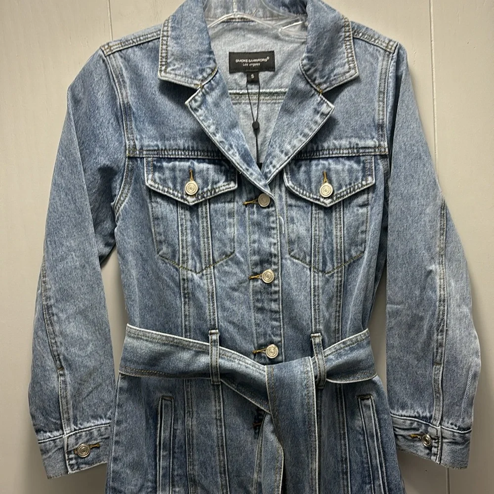 Smoke & Mirrors Los Angeles Denim Jean Maxi Dress Size Small - Picture 5 of 11